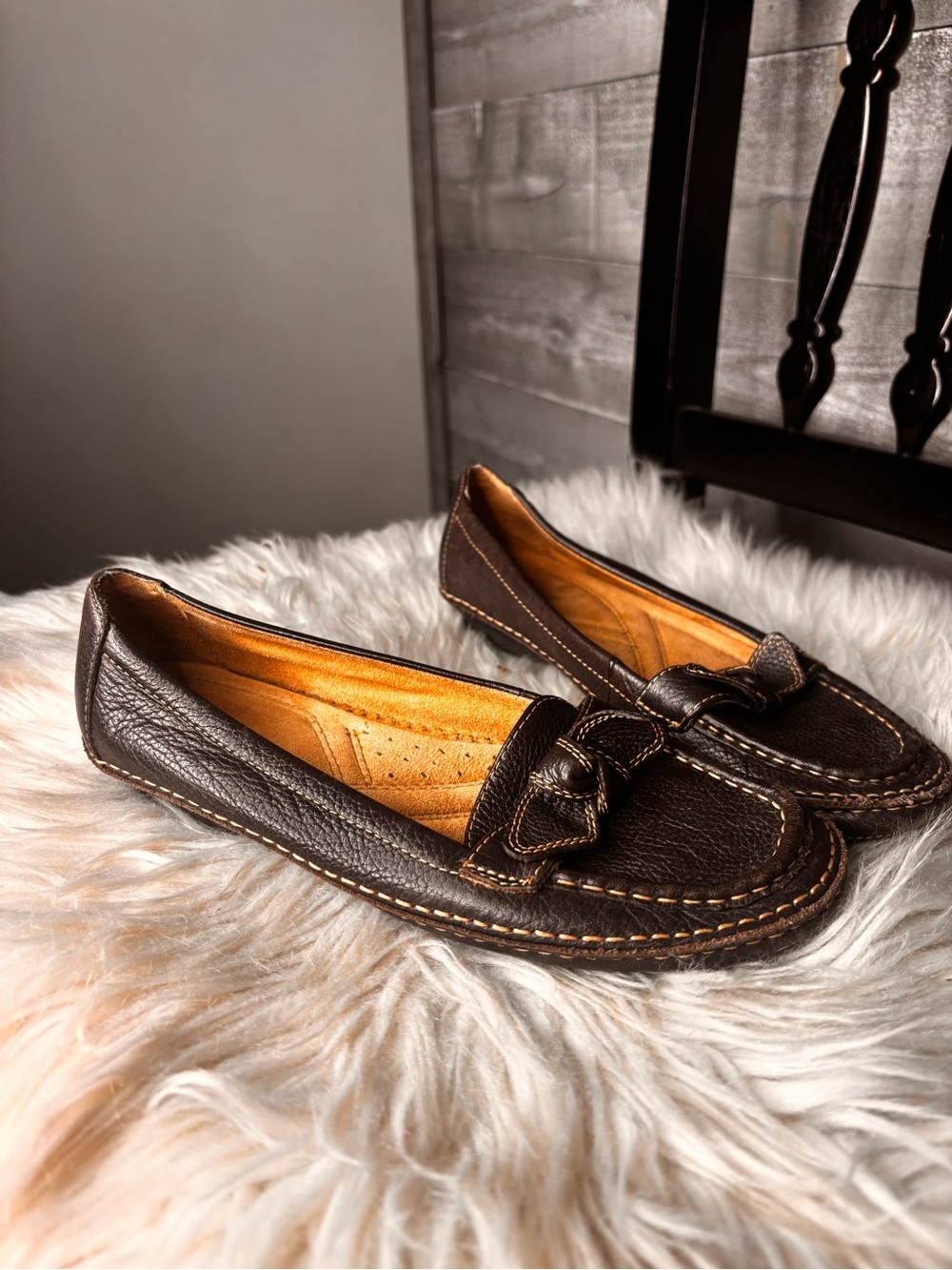 Naturalizer Levity Brown Leather Slip-On Loafers orthopedic comfort moccasins